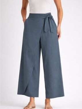 Halara Wide Leg Tie Waist Pants – Gray – Size XL (A26)